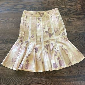 Anthropologie Floral A-Line Skirt in Yellow and Purple